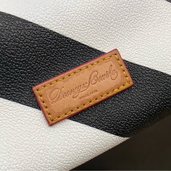 Dooney & Bourke Black and White Diagonal Stripe Small Cosmetic Pouch - Picture 3 of 10